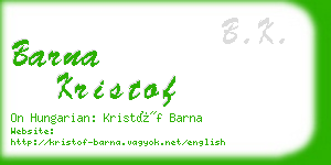 barna kristof business card